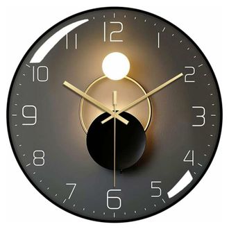 Elle Reloj De Pared Silencioso De 30 Cm - Cristal Transparente Con Bisel De Pvc - Nivel De Ruido Inferior A 15 Decibelios - N&uacute;meros Ar&aacute;bigos Blancos De F&aacute;c