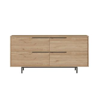 Concept Usine Aparador de 4 puertas con acabado en madera y metal negro 160 x 75 cm