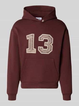 Review Hoodie mit Ketten-Stickerei und K&auml;nguru-Tasche in Schoko, Gr&ouml;&szlig;e XXL