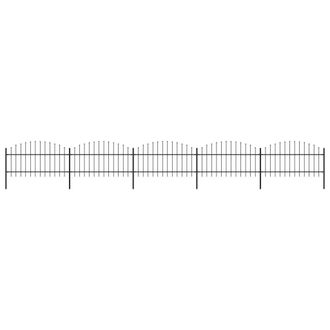 Berkfield Home Garden Fence with Spear Top Steel (1-1.25)x8.5 m Black