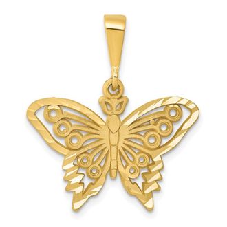 Diamond2Deal 14k Yellow Gold Butterfly Charm