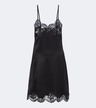 Dolce & Gabbana Vestido lencero de sat&eacute;n de seda con encaje