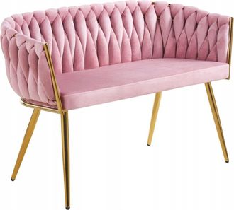OEM Divano Art Deco Rosa A Due Posti Con Gambe Intrecciate Color Oro Per Il Soggiorno