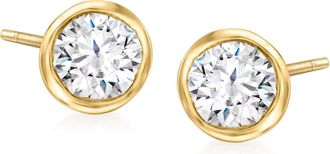 Ross-Simons Bezel-Set Diamond Stud Earrings in 14kt Yellow Gold