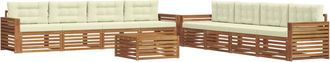 vidaXL Conjunto De Sof&aacute;s De Exterior 9 Uds. Natural Y Crema Vidaxl