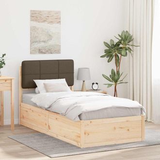 vidaXL vidaXL Letto con Testiera Rivestita Talpa 75 x 190 cm Pino massello