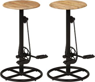vidaXL Vidaxl - Taburetes De Barra De Cocina 2 Unidades Madera Maciza De Mango