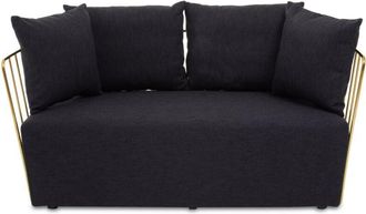 Premier Housewares Interiors by Premier 2 Seat Black Fabric Sofa, Gold Finish Steel Frame Accent Sofa, Lounge Sofa with 4 Cushions, Wireframe Sofa