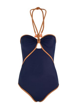 Johanna Ortiz Salt and Saddle Halterneck Swimsuit - Navy - S (UK8-10 / S)