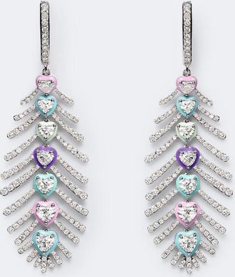 Kamyen Jewellery Candy Crush Feather 18kt white gold drop earrings with diamonds