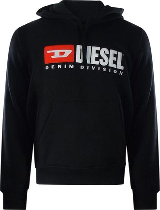 Diesel Mens Division Logo Black Hoodie Cotton - Size X-Large