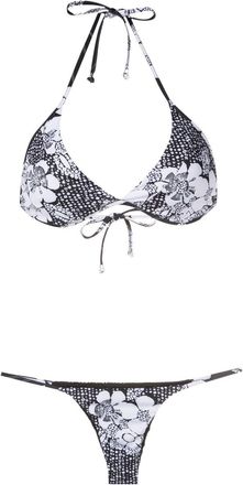 Amir Slama floral-print bikini set - women - Polyamide/Elastane - PP - Black