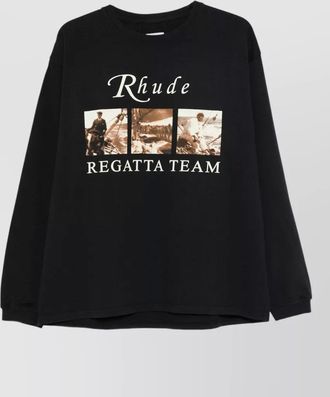 Rhude ribbed long-sleeve cotton printed t-shirt