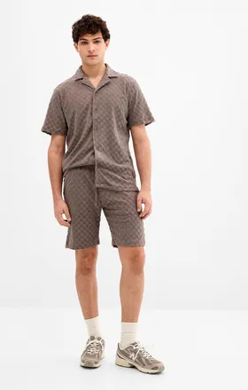 Lindbergh Mens Terry check Bermuda Shorts