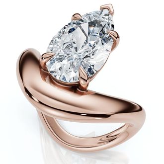 Pompeii3 Certified 2Ct Minali Curved Pear Diamond Engagement Ring 14k Gold/Pt Lab Grown