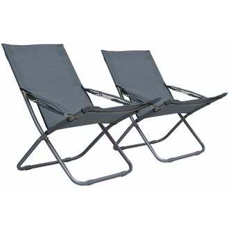 vidaXL Vidaxl - Sillas De Playa Plegables 2 Unidades Tela Gris