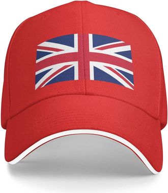 Generic United Kingdom Hat United Kingdom Flag Baseball Cap British Hat for Women Men Trucker Hat Dad Hat Adjustable Hat, Red, One size