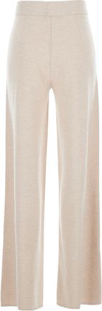 Max Mara Womens Beige Trousers With Elastic Waist Wool Blend
