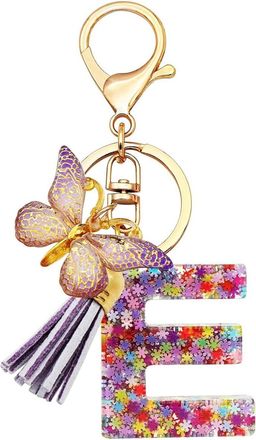 Generic Alphabet exquisite small gift charms keychains, handbag charms, car accessories, butterfly tassel keychains (E)