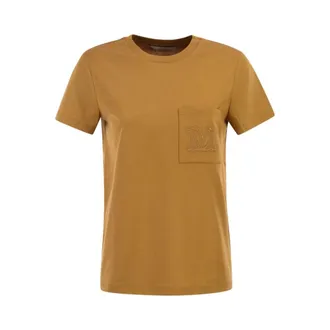 Max Mara Tops, Dames, Bruin, XS, Katoen, Pocket T-shirt