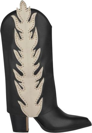 Alma En Pena Beenwarmers laarzen vlammen en studs - Dames - Cowboylaarzen - Zwart - 41 EU - Schoenen