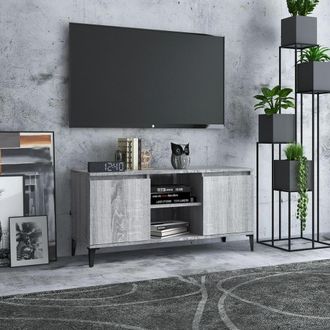 vidaXL Vidaxl - Mueble De Tv Con Patas De Metal Gris Sonoma 103,5x35x50 Cm