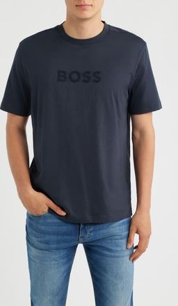 BOSS Terrace Logo Cotton Graphic T-Shirt in Dark Blue at Nordstrom, Size Xx-Large