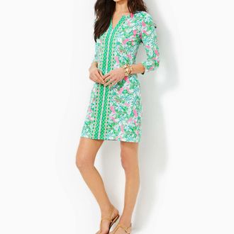 Lilly Pulitzer UPF 50+ Nadine Chilly Lilly Shift Dress Womens Green GBO867