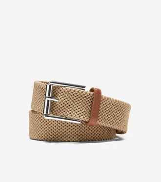 Cole Haan Mens 35MM Tubular Stretch Cord Belt - Beige Size 32