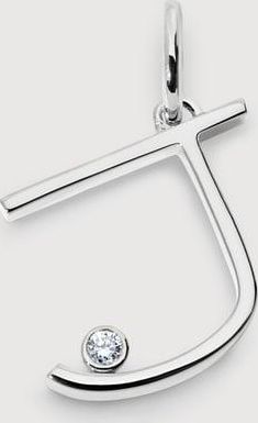 Monica Vinader Sterling Silver Solitaire Diamond Initial J Pendant Lab Grown Diamond