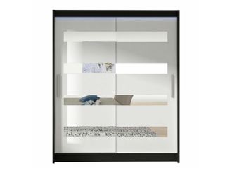 Mirjan24 Mobilier1 - Armario Closico 136, Negro + Blanco, 200x150x58cm, Puertas De Armario: Correderas, N&uacute;mero De Estantes: 0, Led