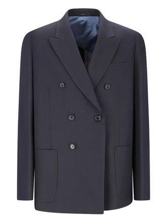 Paul Smith double-breasted blazer - men - Linen/Flax - 50 - Blue