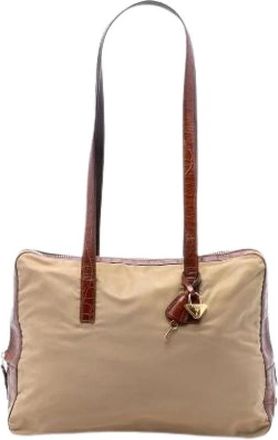 Prada Pre-owned Nylon Shoulder Bag - Dames - Vintage Schoudertas - Beige - ONE Size - Nylon - Vintage