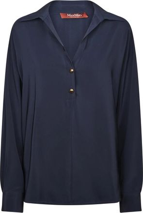 Max Mara Camicia - Dames - Blouses - Blauw - S - Overhemden