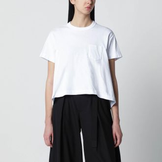 sacai White Cropped Cotton T Shirt