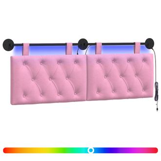 vidaXL Cabecero Colgante Con Luz Led Rosa Tela Vidaxl
