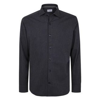 Tintoria Mattei Camisa de franela lisa - Shirts - Hombre - Negro - 3XL