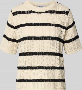 Pieces Regular Fit Strick-Shirt aus reiner Baumwolle Modell NUKA in Beige, Gr&ouml;&szlig;e XL