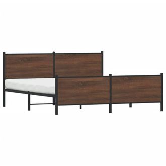 vidaXL Vidaxl - Estructura De Cama Sin Colch&oacute;n Metal Roble Marr&oacute;n 183x213 Cm