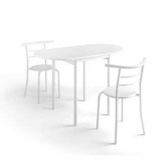 Pondecor Interiorismo Conjunto de mesa extensible y 2 sillas en blanco. 55/115&times;61&times;76 cm
