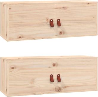vidaXL Armarios de pared 2 uds madera maciza de pino 80x30x30 cm Vidaxl