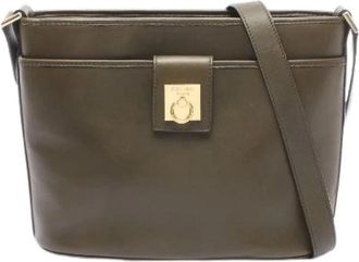 Celine Pre-owned Leren Schoudertas - Dames - Vintage Schoudertas - Groen - ONE Size - Leer - Vintage