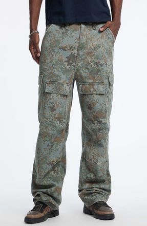Guess Camo Relaxed Fit Cotton Twill Cargo Pants in Grey at Nordstrom, Size 3032