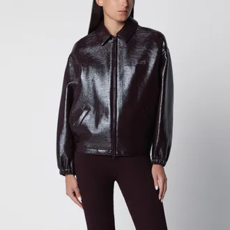 Courr&egrave;ges Burnt red vinyl bomber jacket
