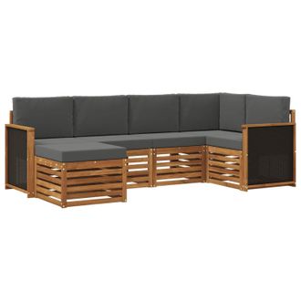 vidaXL Conjunto De Sof&aacute; Seccional Con Coj&iacute;n 5 Pcs Natural Y Antracita Vidaxl