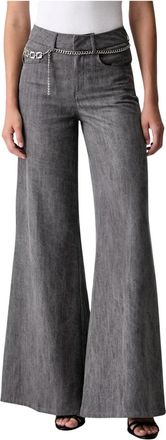 Liu Jo Wijde broek - Dames - Wijde Broeken - Grijs - S - Broeken