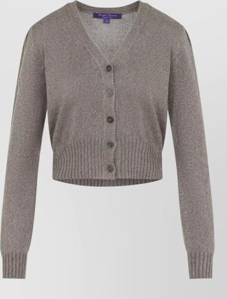 Ralph Lauren Collection silk cropped v-neck ribbed cardigan