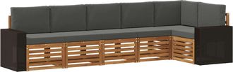 vidaXL Conjunto De Sof&aacute;s De Exterior 6 Uds. Natural Y Antracita Vidaxl