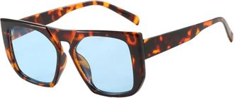 Generic Square Large Frame Women Outdoor Street Shooting Sunglasses Men Commuting Sports Vacation Sun Glasses(Blue)