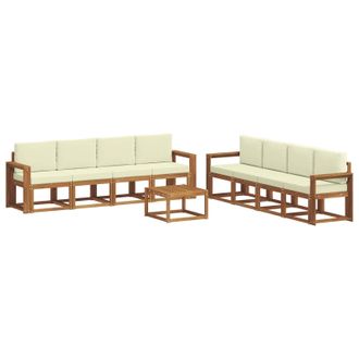 vidaXL Conjunto De Sof&aacute;s De Exterior Con Coj&iacute;n 9 Pcs Natural Y Crema Vidaxl